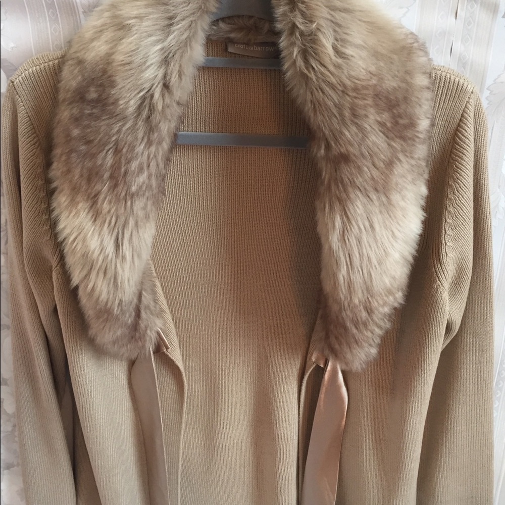 Women’s Croft and Barrow Faux Fur Collar Sweater